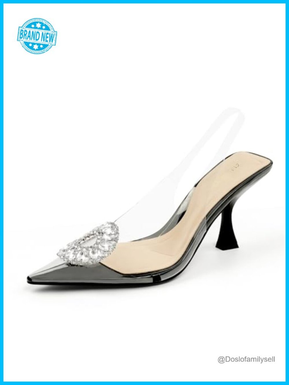 Clear Slingback Heels Pointed Toe Rhinestone Stiletto Wedding Party